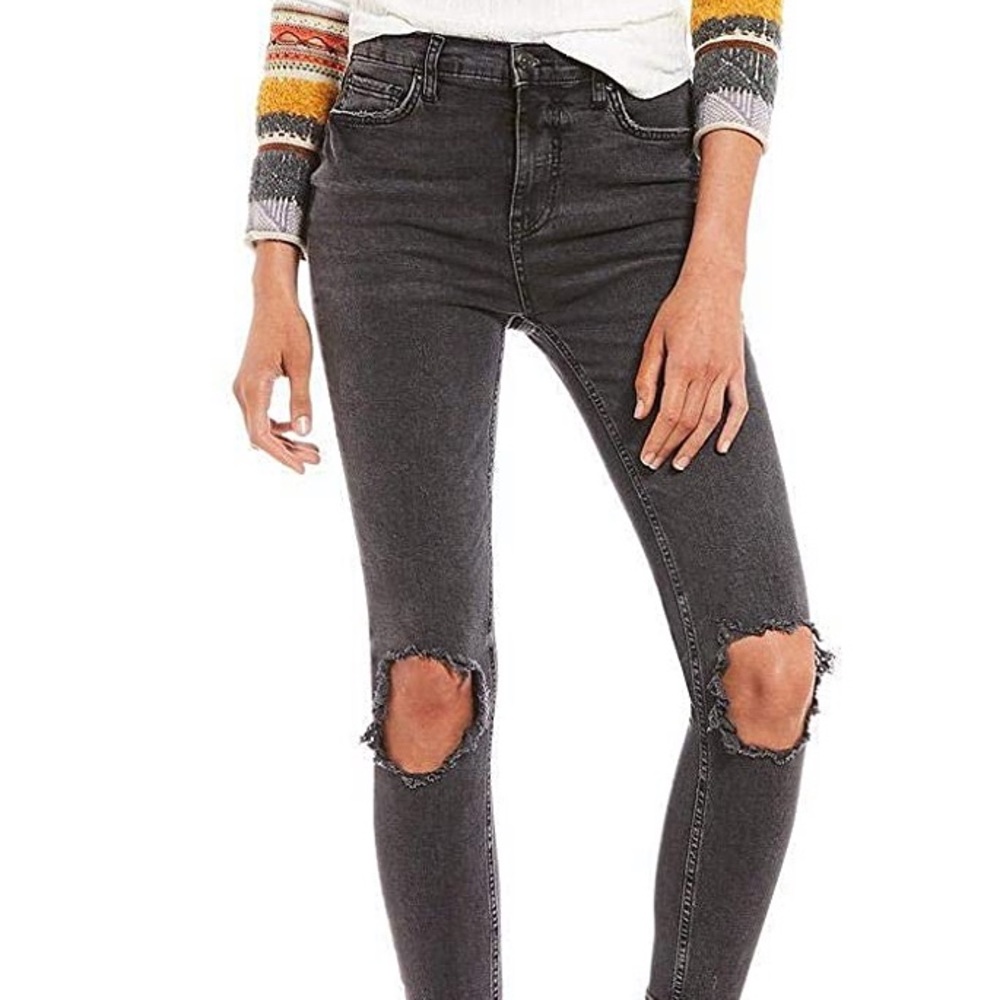 Free People High Rise Busted Knee Skinnies